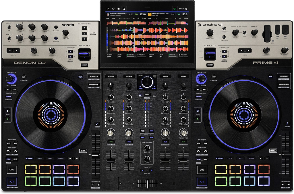 Denon DJ Prime 4 G2, one of the best DJ controllers for standalone four-deck mixing